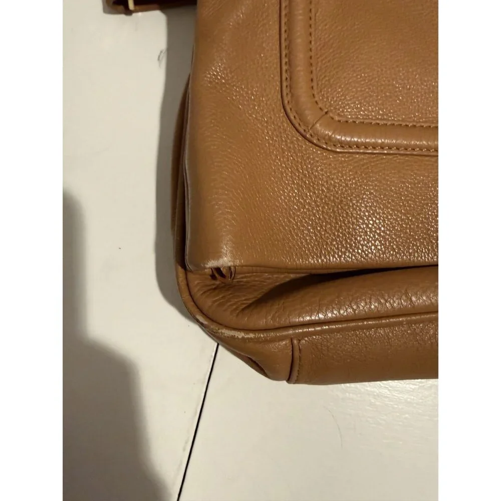 Tory Birch Amanda Crossbody Foldover Bag Tan Leather $425 [jb] - Picture 7 of 9